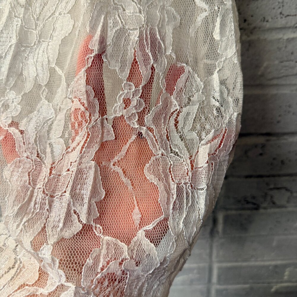 Vintage 90s Lace Lingerie Camisole Pajama Top Belle Amie USA Ivory Size L - Picture 4 of 9